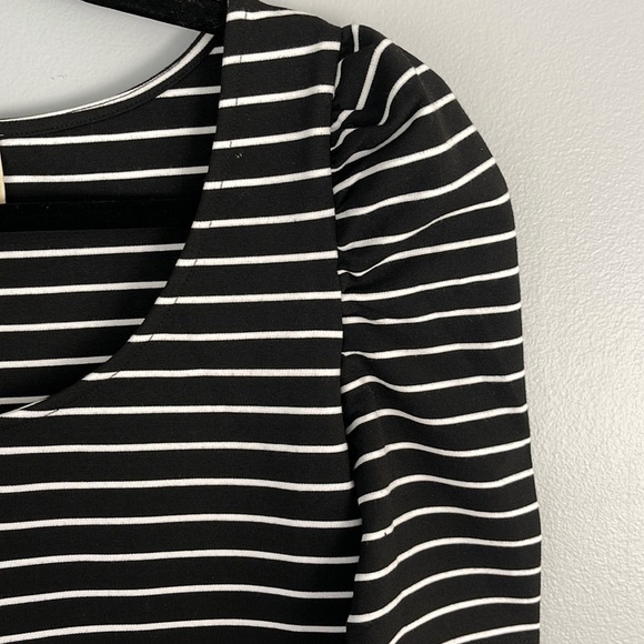 NWT 𝅺TORN by Ronny Kobo Small Puff Shoulder Striped Crop Top - Picture 5 of 10